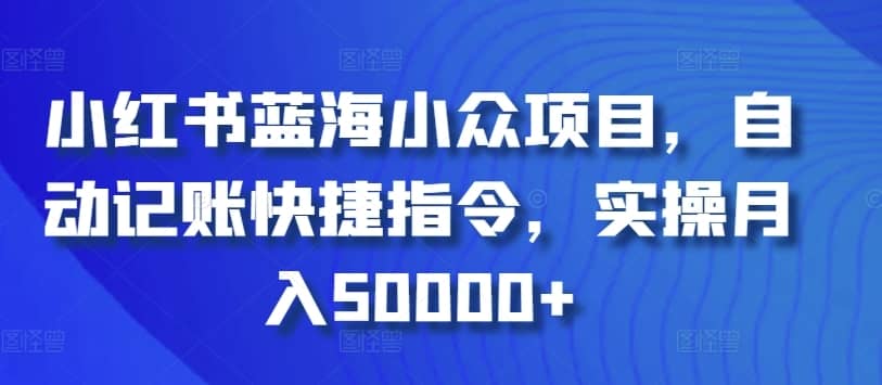 小红书蓝海小众项目，自动记账快捷指令，实操月入50000+-佛系网创