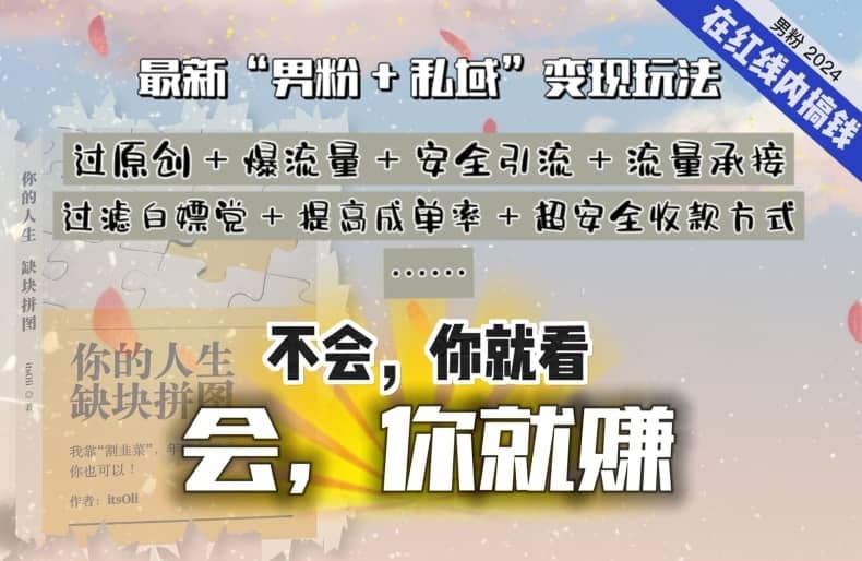 2024，“男粉+私域”还是最耐造、最赚、最轻松、最愉快的变现方式-佛系网创