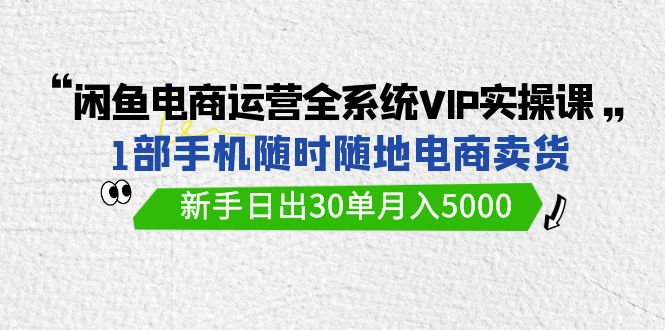 闲鱼电商运营全系统VIP实战课，1部手机随时随地卖货，新手日出30单月入5000-佛系网创