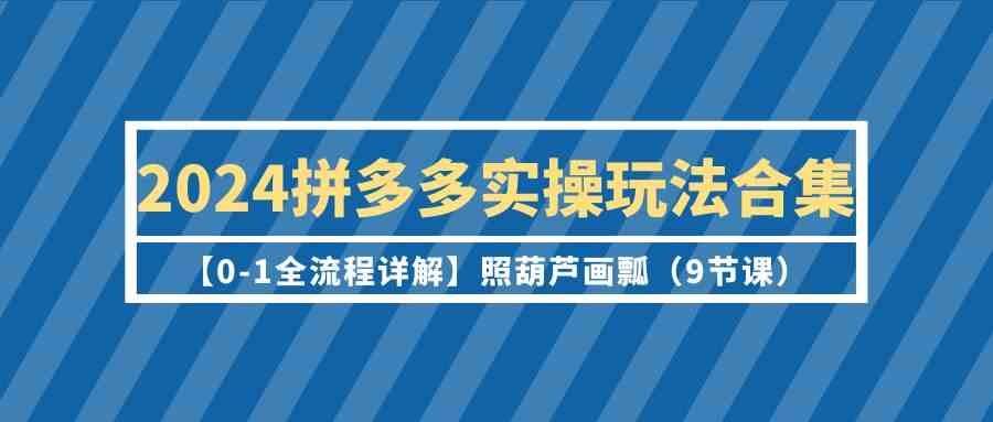 （9559期）2024拼多多实操玩法合集【0-1全流程详解】照葫芦画瓢（9节课）.-佛系网创